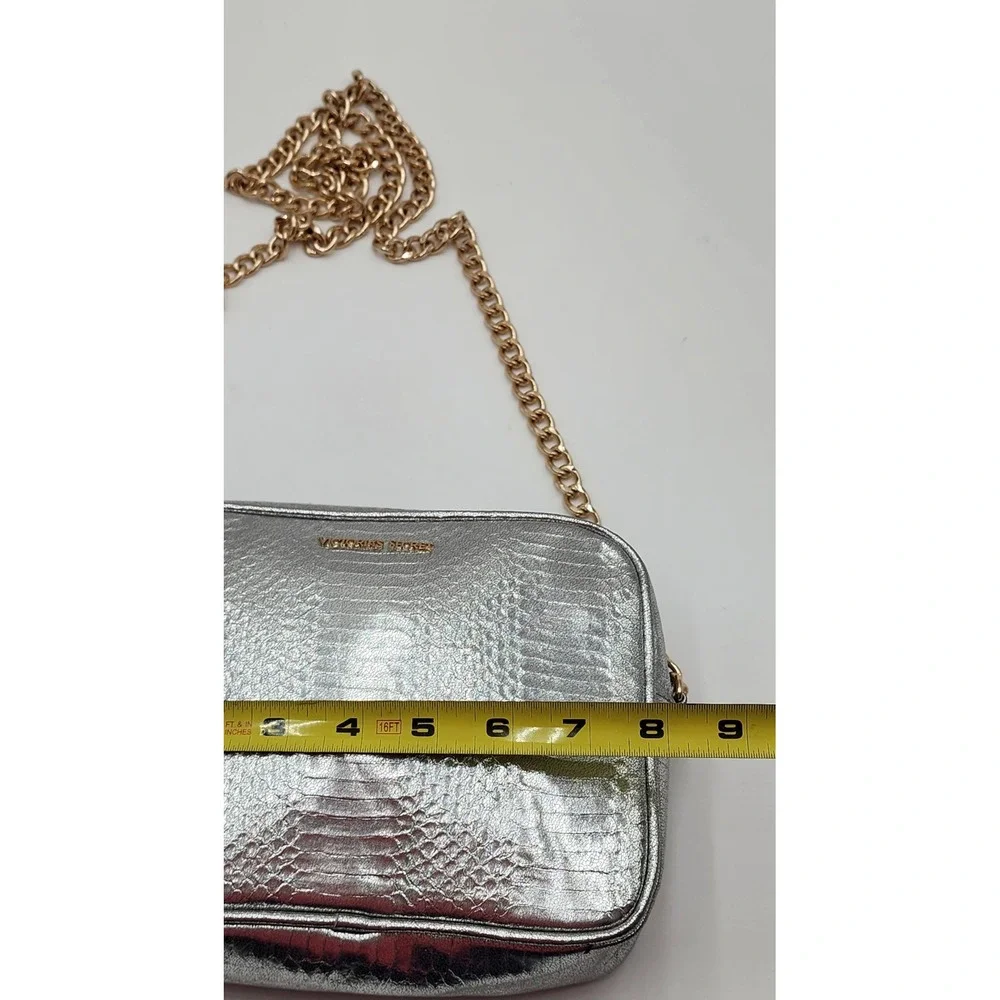 Victoria's Secret Crossbody Bag Womens Small Silver Excellent Snakeskin Tassel